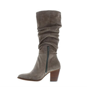 Carl Scarpa Ellis Grey Ruched Suede Long Ankle Boots